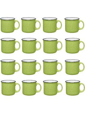 16 Ceramic Campfire Mugs - 15 Oz Lime Coffee & Tea Cups for Home, Travel, DIY